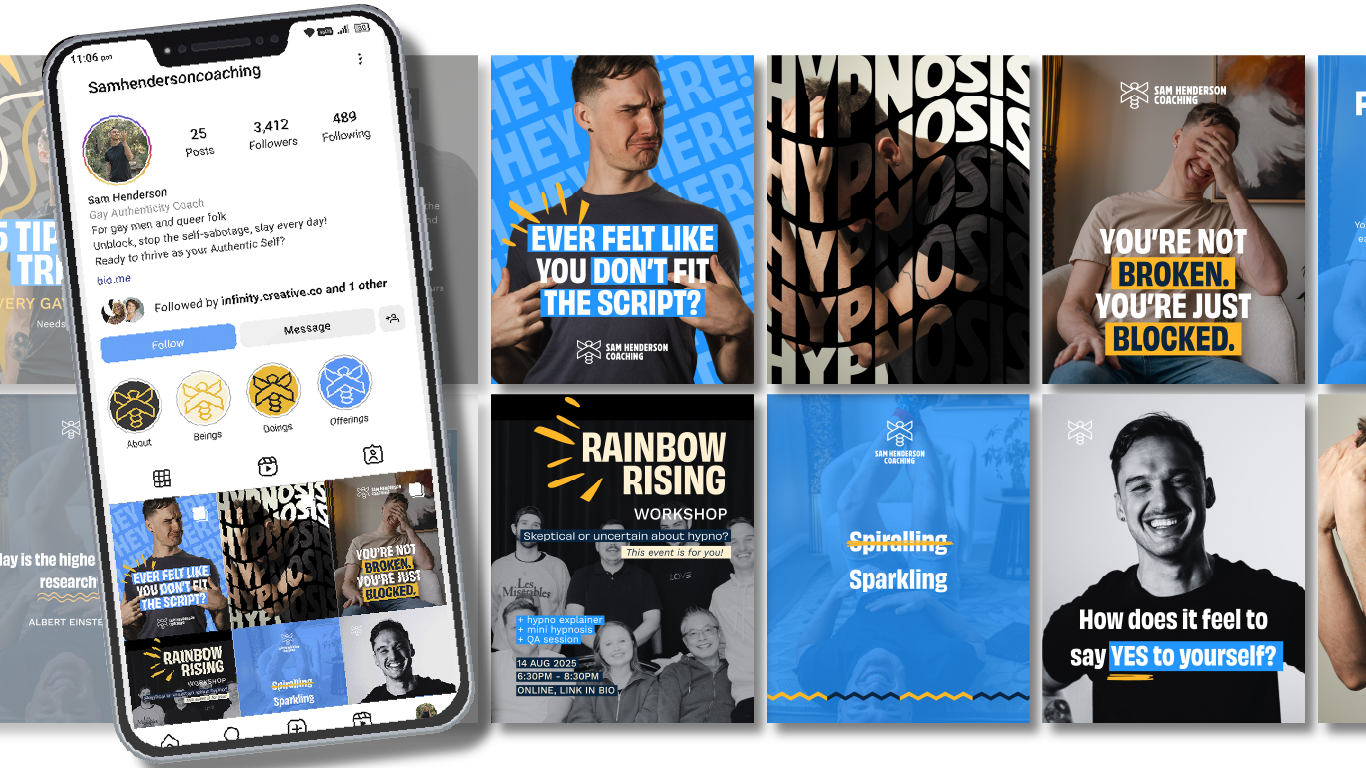 Mockup of a Social Media profile for Sam Henderson Coaching